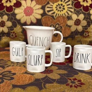 Rae Dunn White Ceramic Mug and Pitcher Set